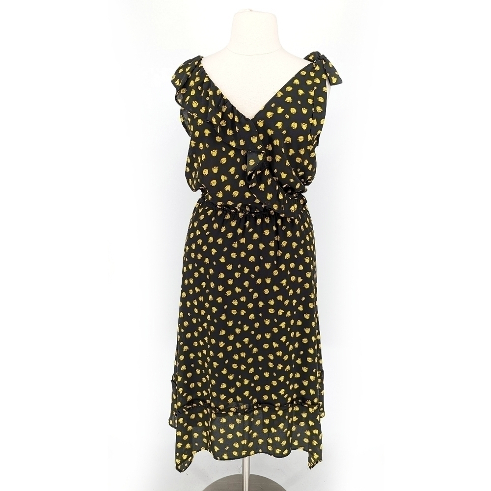 Who What Wear Floral A Dress Black Yellow XXL party summer bohemian asymmetrical